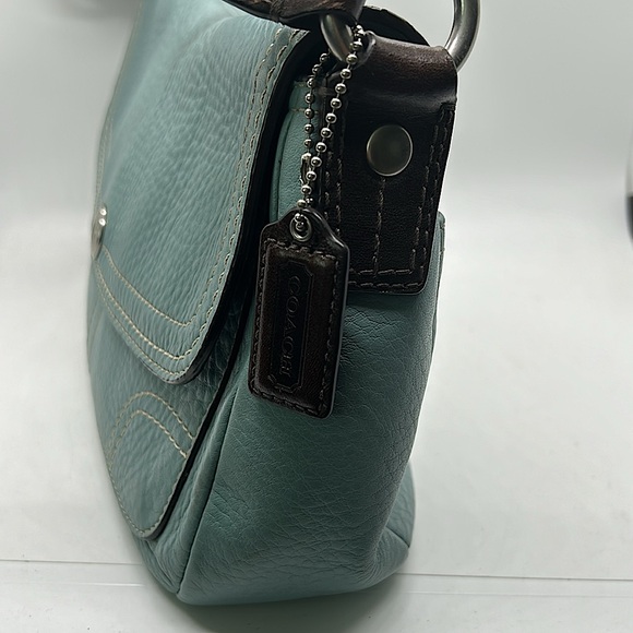 Coach Robin’s Egg Light Blue Pebbled Leather Hobo Bag Purse 🌸🌸 - Picture 3 of 13